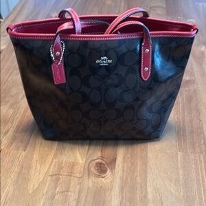 Coach Black and Red Signature Tote Bag